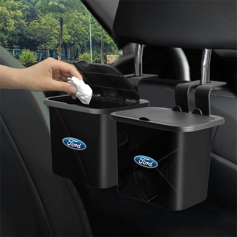 For Ford Ranger Kuga Fiesta Focus Mk3 Mustang ST Taurus 1PCS Car Trash Storage Case Backseat Hanging Can Organizer Center Cover SDE1