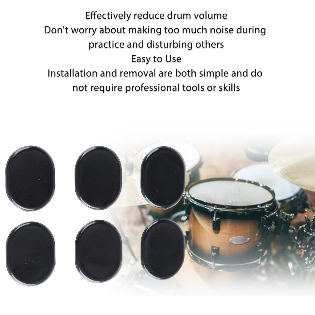 6 шт. Силиконовые мягкие гелевые подушечки для демпфера барабана, уменьшающие объем, глушители барабана для домашней практики, черные