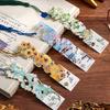 1PC Flower Oil Painting Metal Bookmark Retro Famous Painting Hollow Bookmark With Tassels Student Reading Stationery Gifts
