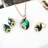 European & American Creative Peacock Crystal Jewelry Set: Earrings and Necklace
