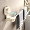 Настенная вешалка для полотенец на присосках Водонепроницаемая вращающаяся выдвижная планка для полотенец Большая грузоподъемность Экономия места