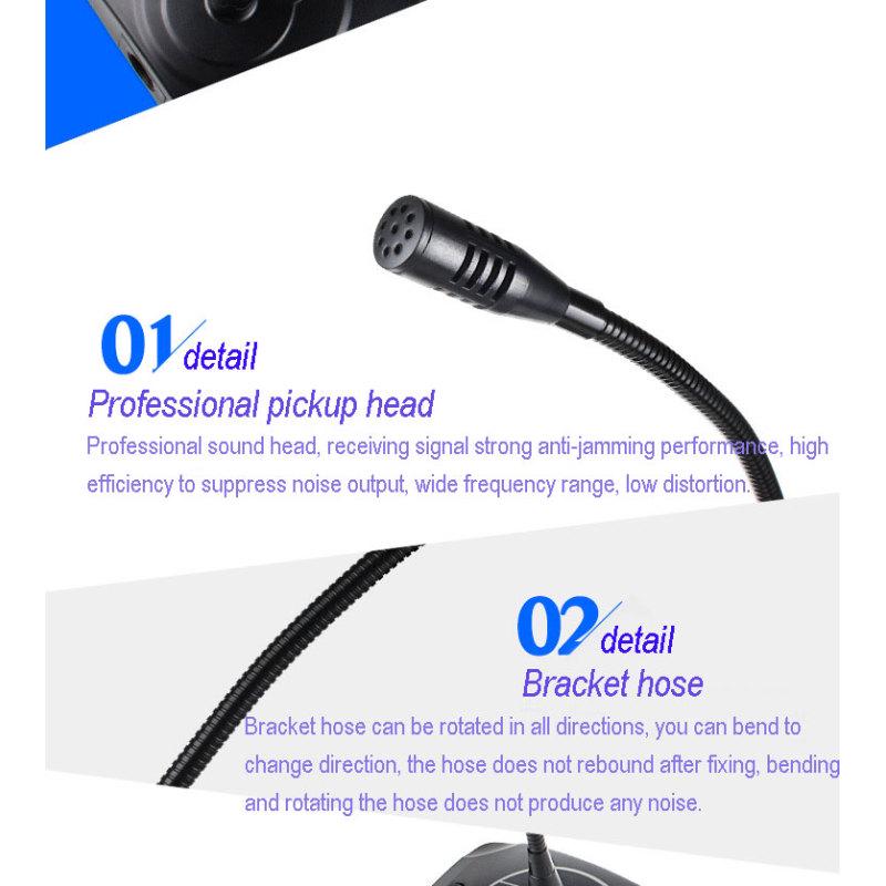 Профессиональный конденсаторный проводной микрофон на гибкой стойке, настольный высокочувствительный конденсаторный микрофон