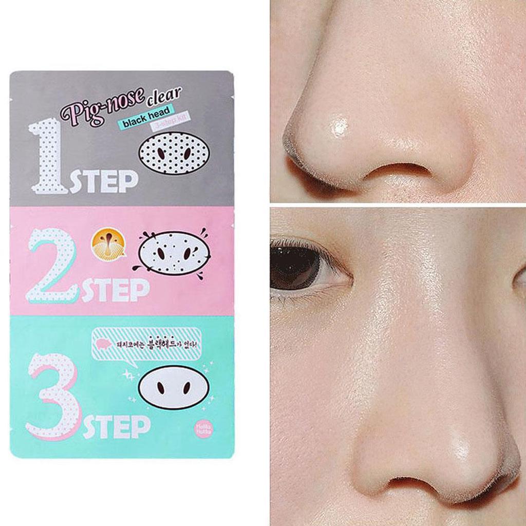 Модный уход за кожей лица, массаж головы, очистка черных точек, удаление свиного носа, маска от прыщей, наклейки, 3-шаговый комплект, черный