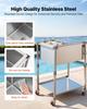 Rolling Ice Chest Cooler Cart Stainless Steel Cooling Bin 42.4 L, Outdoor Stand Up Cooler Trolley with Wheels, Sliding Lid, Shelf, for Patio Backyard