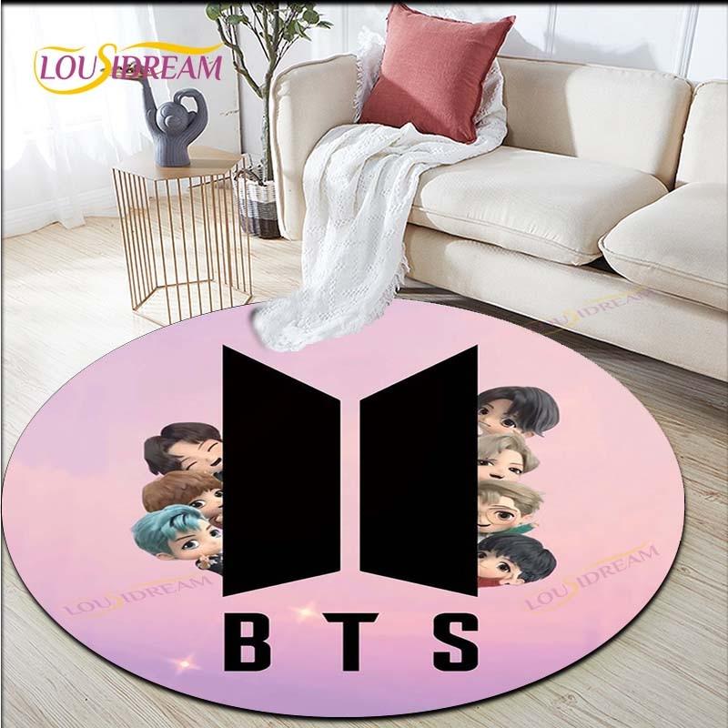 Новейший детский ковер с принтом K-pop Bangtan Boys, ковер для гостиной, круглый ковер BTS, напольный коврик, фланелевый противоскользящий коврик