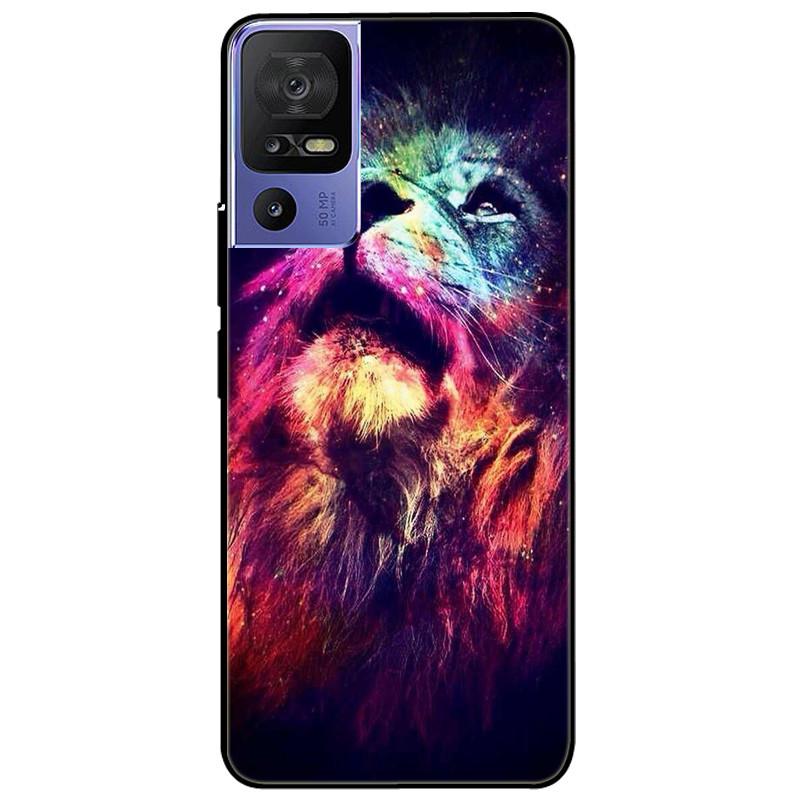 Phone Cover For TCL 40 SE Case 6.75'' Silicone Lovely Black Bumper Lion Soft TPU Coque for TCL 40SE Funda for TCL40SE Protector