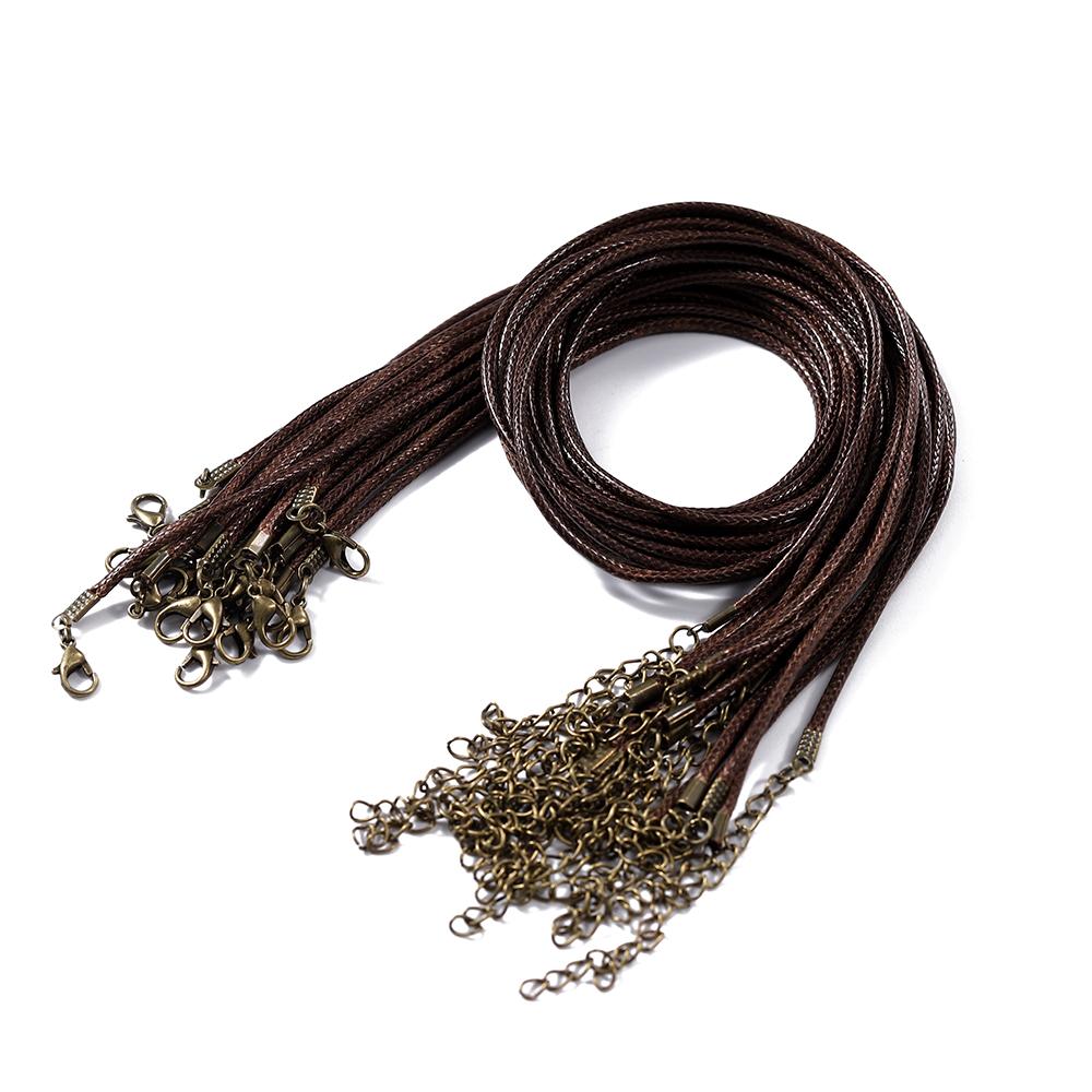 10Pcs 1.5/2mm Leather Adjustable Braided Rope Bronze Lobster Clasp Tail Chain Connector for DIY Necklace Pendant Jewelry Making