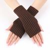 Women Long Fingerless Gloves Knitted Mitten Hand Warmers Winter Warm Wool Knitting Half Finger Gloves Unisex Arm Sleeve