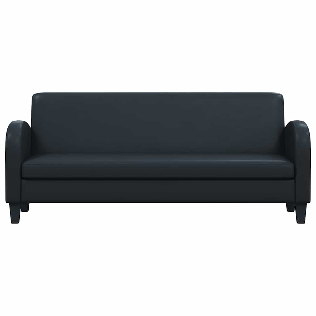 3 Seater Sofa Faux Leather Black