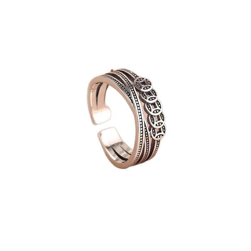 Aishang Five Emperors Money Ring, trendy niche design, vintage open ring, fortune-bringing, direct sales