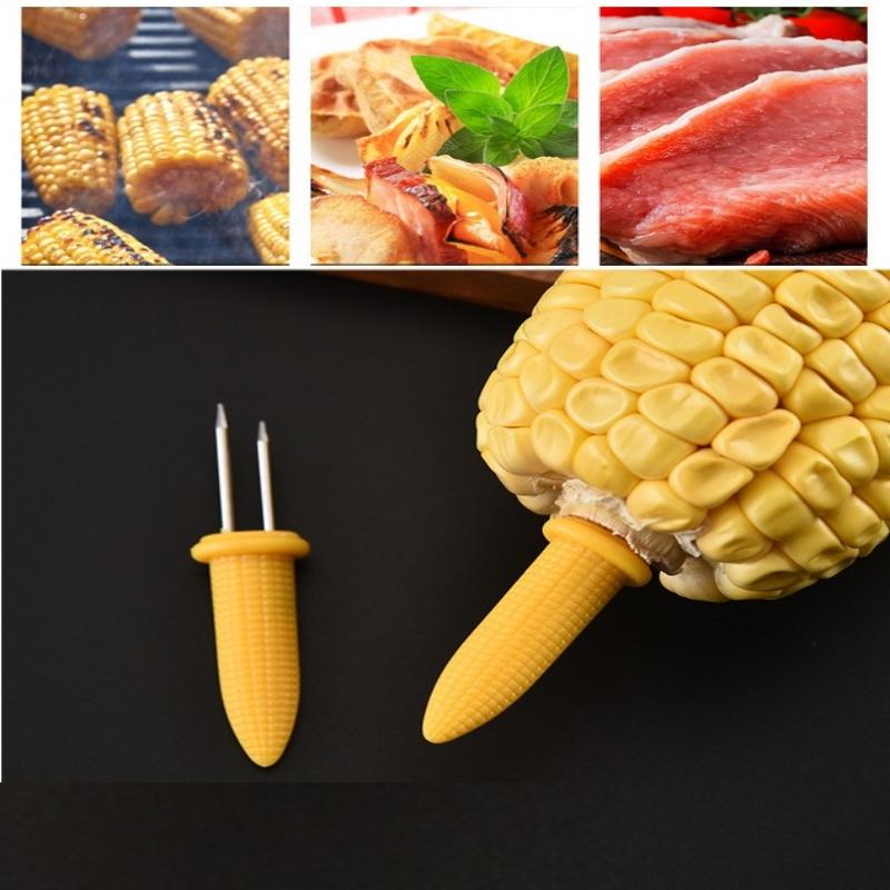 10/12/20/24 шт. Вилка для кукурузы BBQ из нержавеющей стали Держатели для кукурузы Антиожоговая игла для кукурузы Початок кукурузы Двойная вилка Инструмент для барбекю