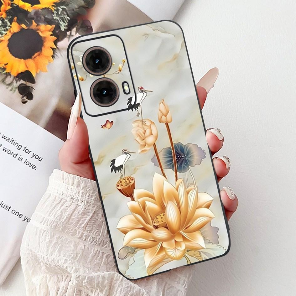 Чехол для Motorola Moto G35 Cover XT2433-5 Популярный Цветочный Рисунок Мягкий Силикон Ударопрочный Coque для Moto G55 G75 G85 5G TPU Capa