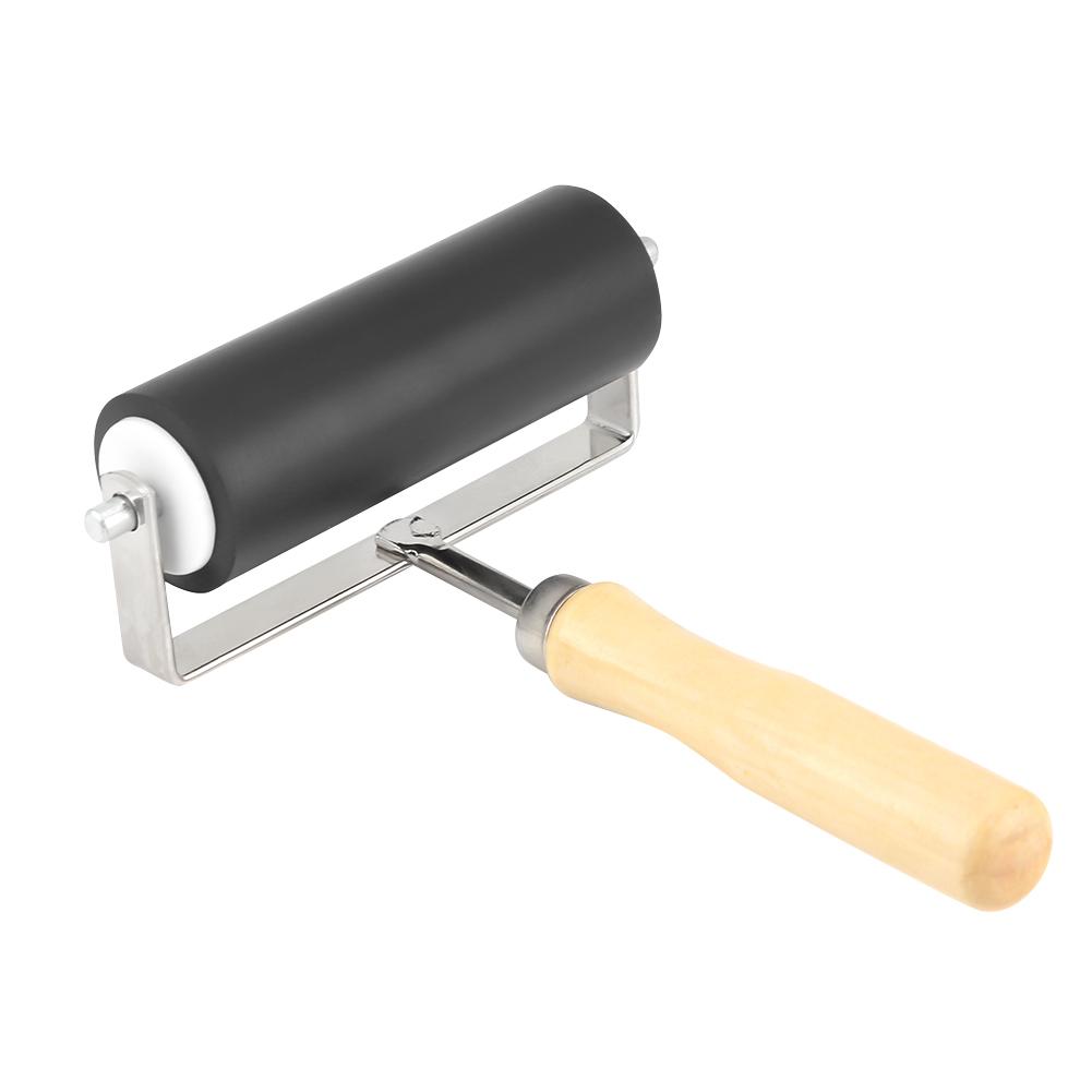 Professional Art Brayer Roller, Heavy Duty Hard Rubber Ink Paint Brush for Oil Painting and Stamping, with Nonslip Wooden Handle