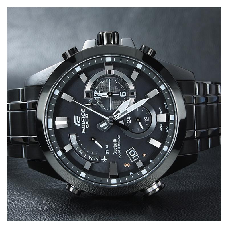 Casio Серия EDIFICE Простой деловой повседневный Отображение даты Спортивные Водонепроницаемые Солнечный кварцевый механизм Стальной ремешок Японские и EQB-510DC-1A