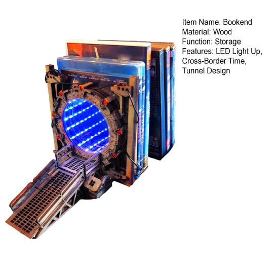 Подставка для книг Stargate LED Light Up Cross-Border Time Tunnel Design, конструкция из липы, книжная полка, игровой стенд