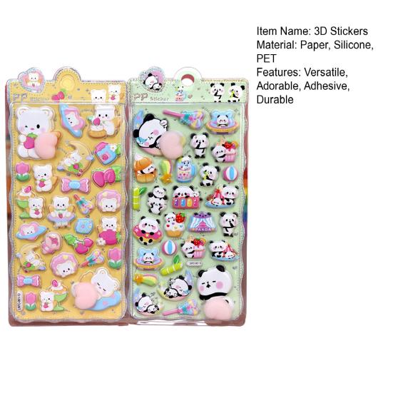 3D Пухлые Наклейки Панда Кролик Медведь Животное Сквиши Наклейки для Детей Милые Наклейки Пузырьки для Поделок Декор для Чехла Телефона