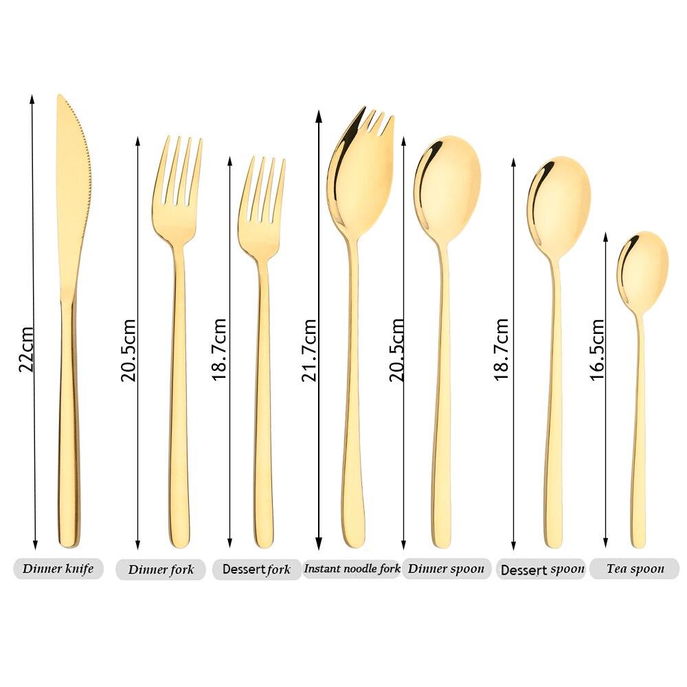 Gold 18/10 Stainless Steel Colorful Creative Design Kitchen Tableware Sporks Dessert Fork Spoon Noodles Salad Fruit Dinnerware