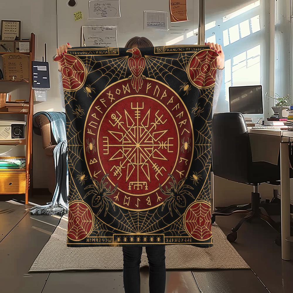 Viking animal patterns Print Flannel Blanket High quality Comfortable for All Seasons Home Decor Warmth and Comfort Perfect for Christmas Gifts