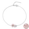 New Pink Beautiful Cherry Blossom Bracelet S925 Silver Summer Gentle Girly Style Platinum Plated Bracelet