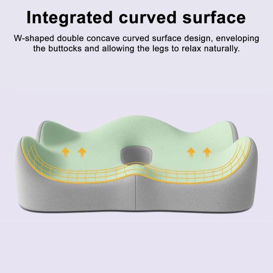 Ergonomic Seat Cushion Long Hours Sitting Memory Foam Butt Cushion Sciatica Relief Cushion for Tailbone Back Pain Relief Office Workers Car Drivers