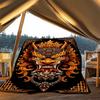 1pc Dragon Mask Design Outdoor Flannel Blanket Soft All Season Polyester Throw , Perfect for Picnics & Travel , Picnic Accessory
