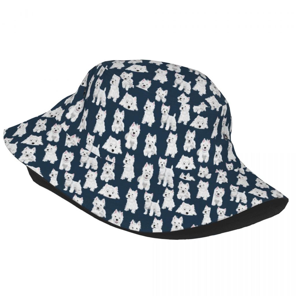 West Highland White Terrier Dog Bucket Hat Unisex Personalized Summer Travel Beach Cute Westie Puppy Hats