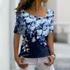 Женская мода, новая футболка с цветочным принтом роз, базовая рубашка с V-образным вырезом, рубашка больших размеров, летняя футболка XS-8XL/3D-печать