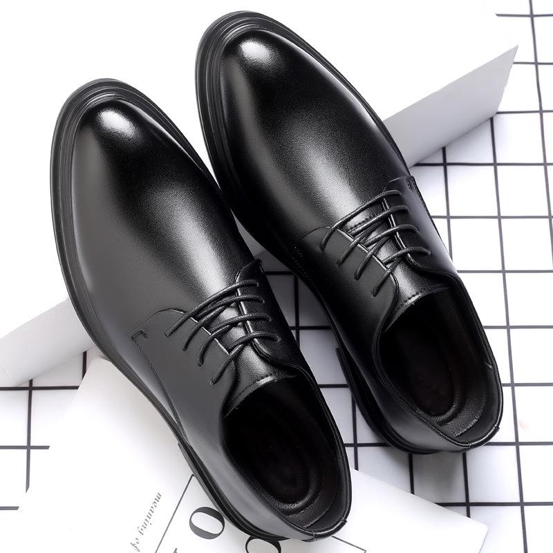 New Leather Shoes Men's Business Dress Genuine Leather Soft Leather Soft Sole Casual Men's Shoes Inner Height Increase Wedding Groom Shoes