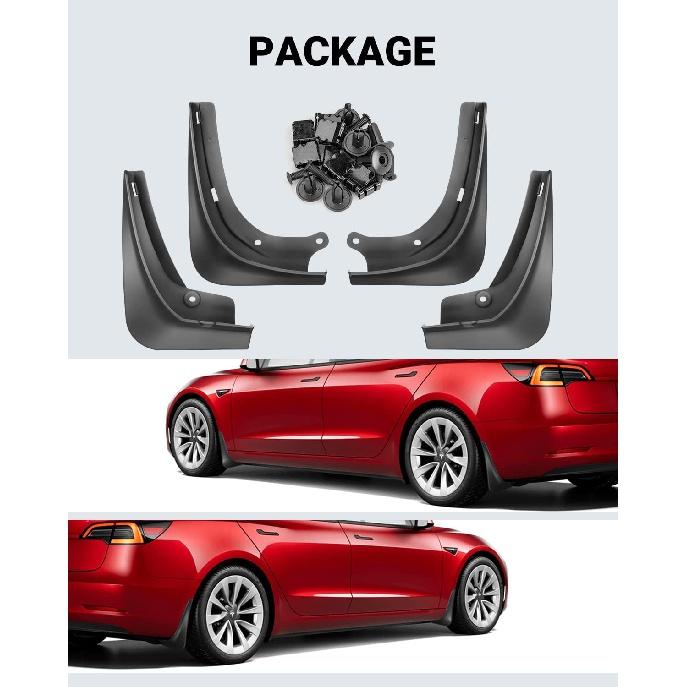 Брызговики для модели Tesla 3 года 2017-2022 2023 пластиковые брызговики Fender 4 шт./компл. черный, белый цвет из углеродного волокна