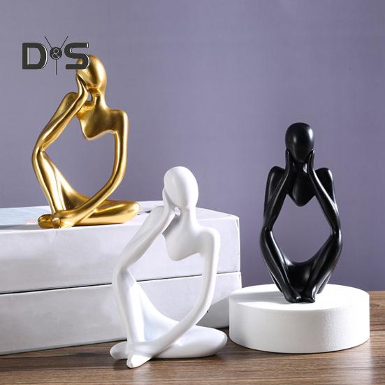 3 шт. абстрактная фигурка мыслителя, мини-статуэтка сидящего мыслителя из смолы, скульптура для гостиной, домашнего офиса, книжной полки, украшения для рабочего стола