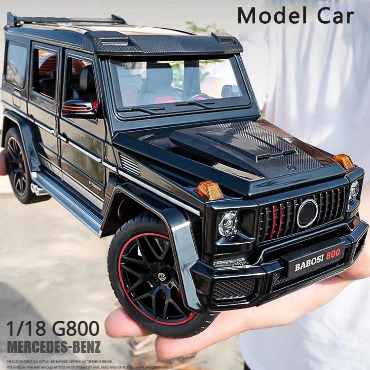 1:18 Металлическая модель автомобиля Mercedes-Benz G800 Симуляция звука и света Машинка-игрушка с механизмом оттягивания Внедорожник SUV Игрушка Коллекция для мальчиков Украшение Подарок