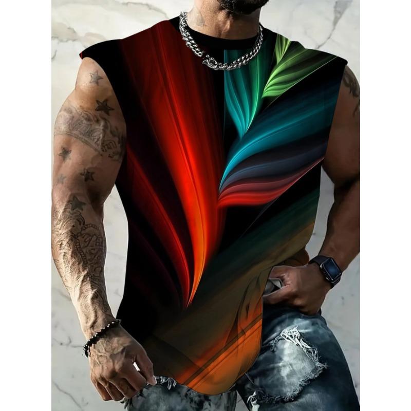 Brightly colored geometric flower patchwork pattern unique design vest 3D digital color print men's casual fashion vest base shirt