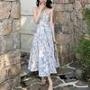 Long Dress Summer New Beach Dress Floral Suspender Dress Women's French Temperament High-end Skirt