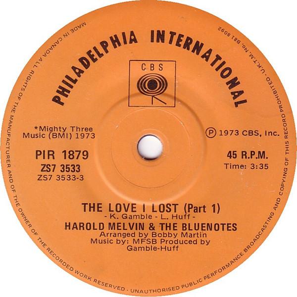 7-дюймовая пластинка HAROLD MELVIN THE BLUE NOTES The Love I Lost Части 1 2 PIR1879 Филадельфия В 1973 Канада SoulFunk Б/у
