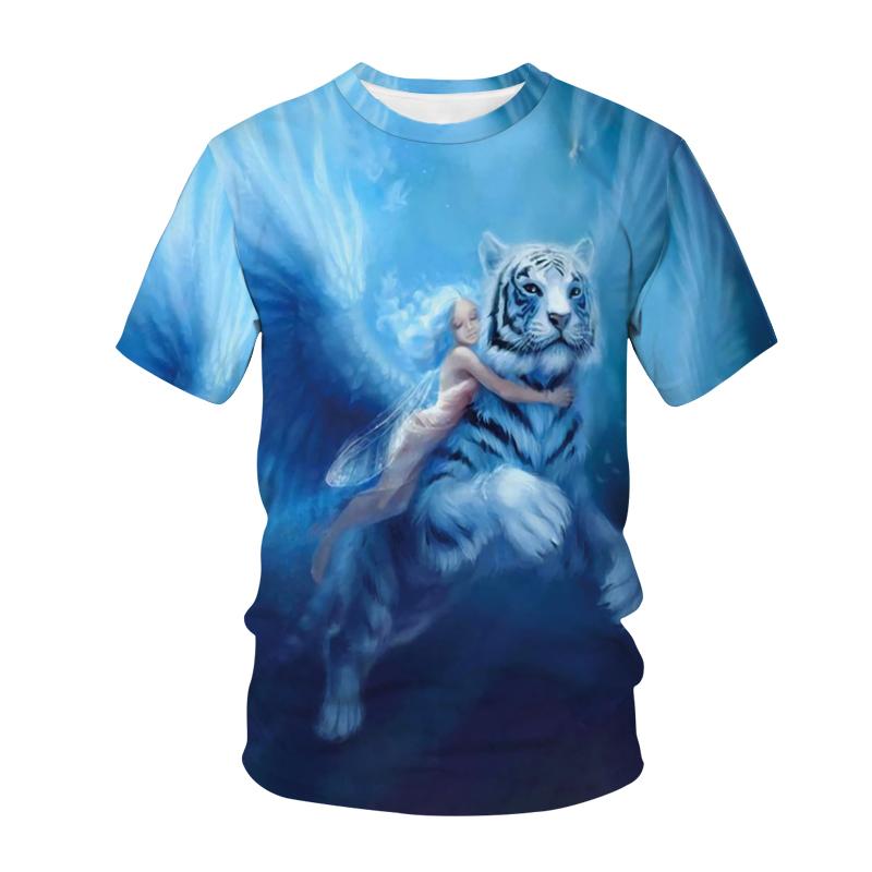 Забавная футболка с принтом животных, тигра и кота, детская футболка с 3D принтом, модная повседневная футболка с героями мультфильмов, детская одежда для мальчиков и девочек