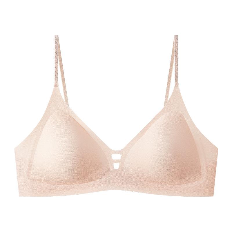 Summer new ultra-thin cool thin shoulder straps French triangle cup small chest gathered seamless back women's bra cover