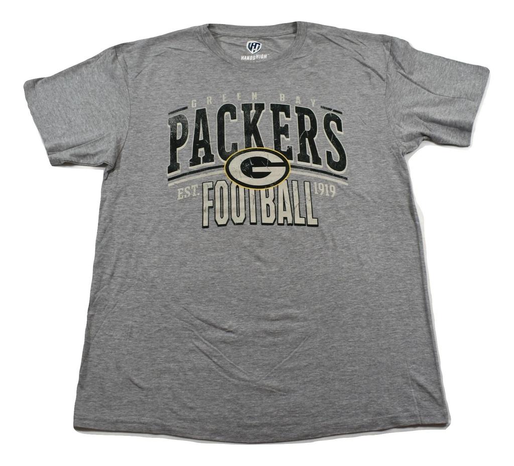 Hands High Mens NFL Green Bay Packers Football Gray Shirt New Medium