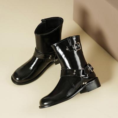 2025 кожаные ботинки челси женские осенне-зимние новые ботинки на высокой платформе ботинки рыцарские универсальные ботинки челси