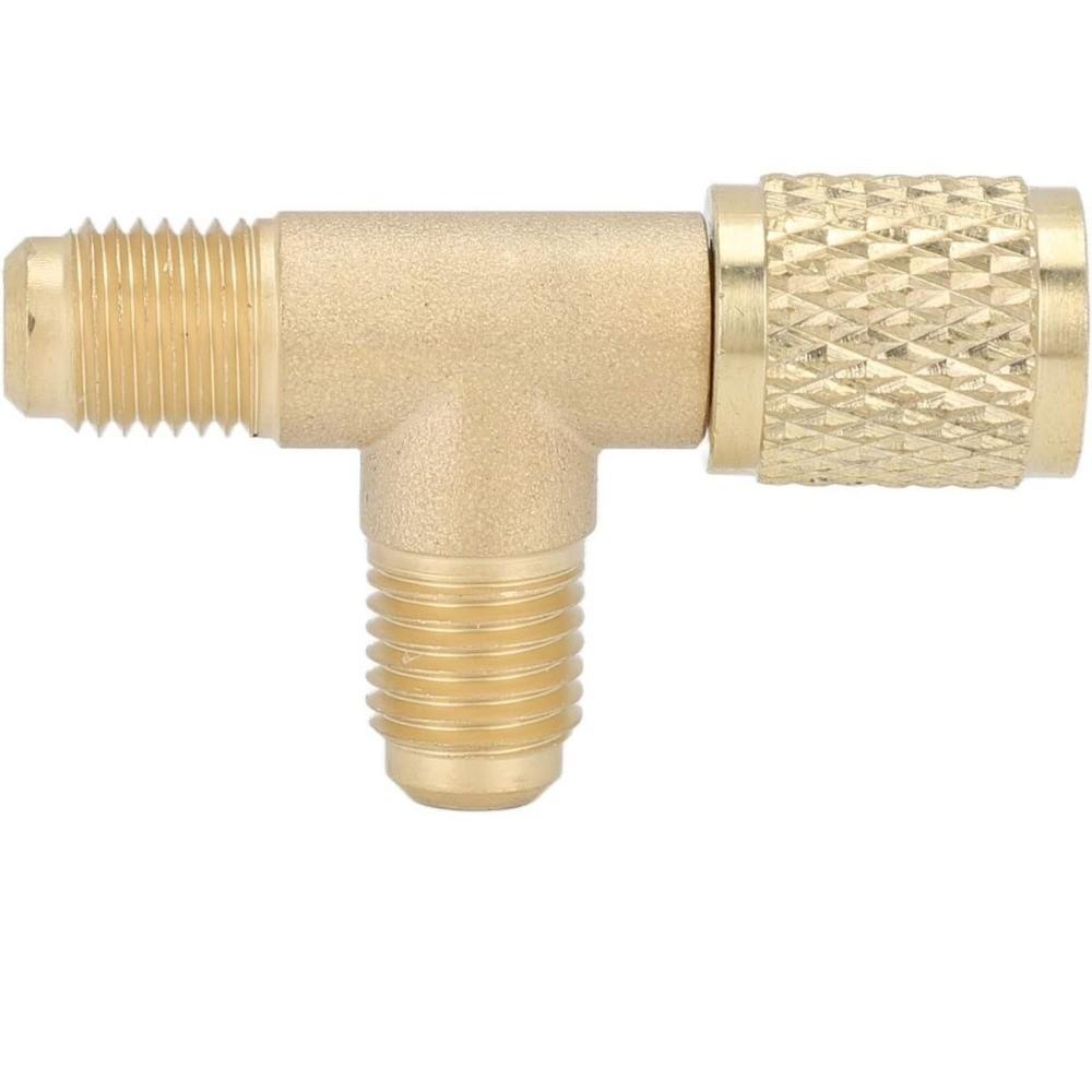 1/4 SAE Brass Tee Adapter Quick Connect Port Adapter for R22 R12 R134 For Air Condition Service