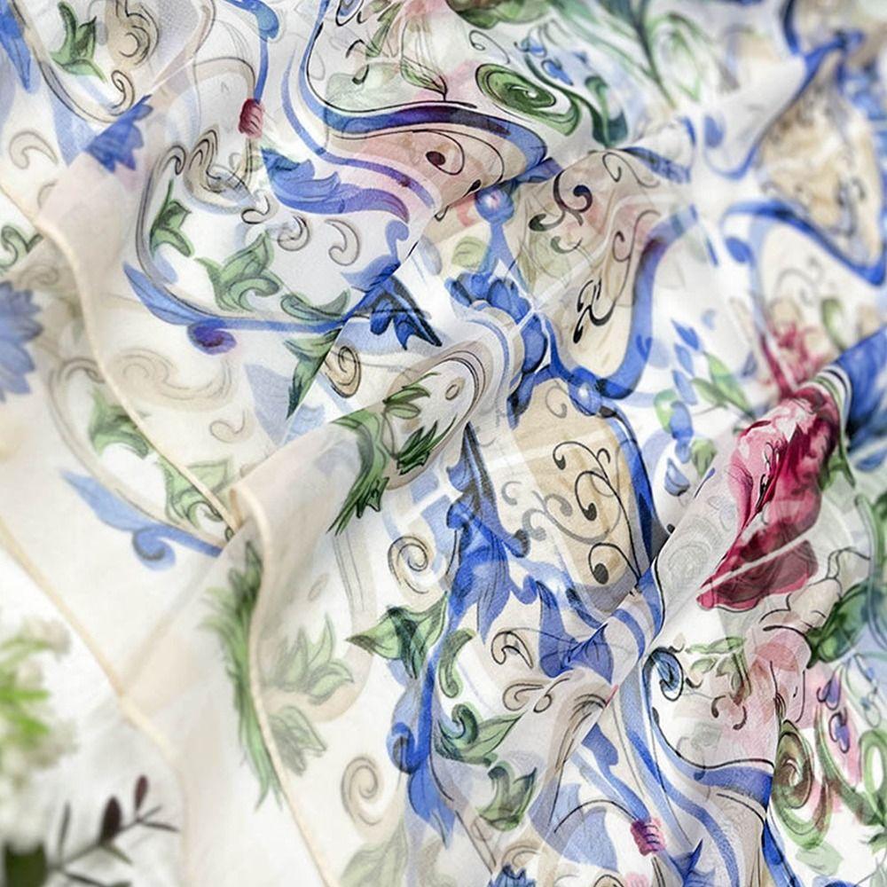 Breathable Silk Scarf Sun-Resistant Bandana Portable Long Wraps for Women