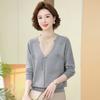 Одежда для женщин среднего и пожилого возраста весенне-осенняя тонкая рубашка для матери среднего возраста весенний вязаный топ-основа под двухслойную одежду