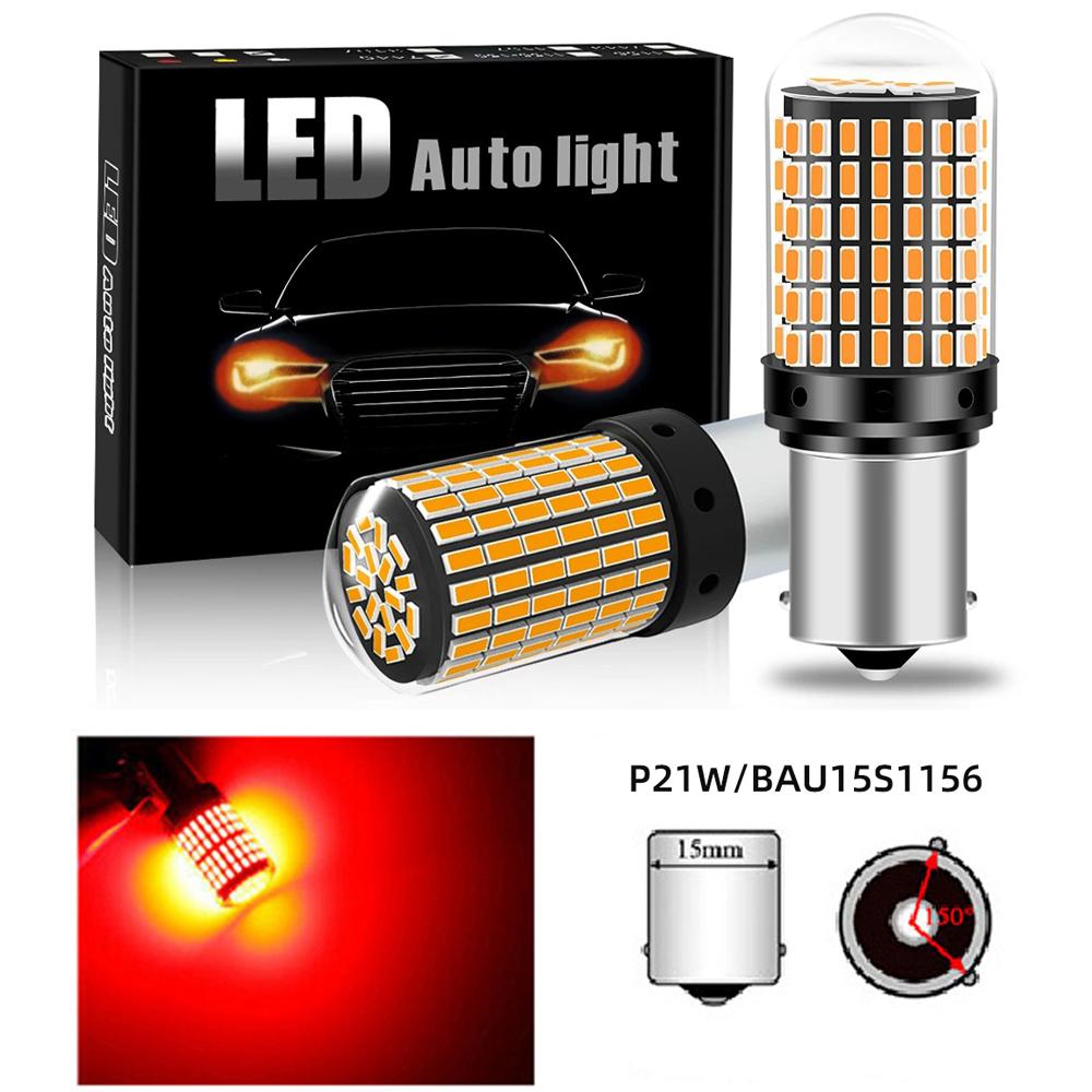2 шт. 1156 BA15S P21W BAU15S PY21W T20 7440 W21W 3157 1157 P21/5W W21/5W светодиодные лампы 144 SMD светодиодные лампы CanBus для указателей поворота