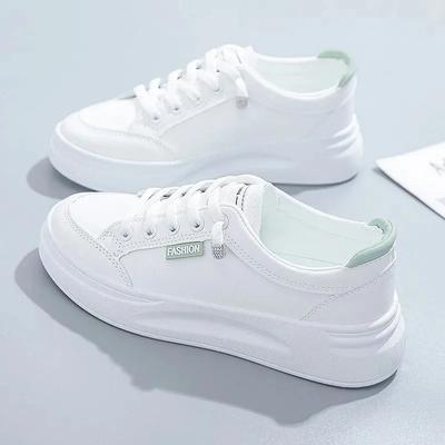 Женские спортивные белые кроссовки Толстая подошва Универсальная модная повседневная обувь Весенне-осенний сезон Однотонная обувь для взрослых