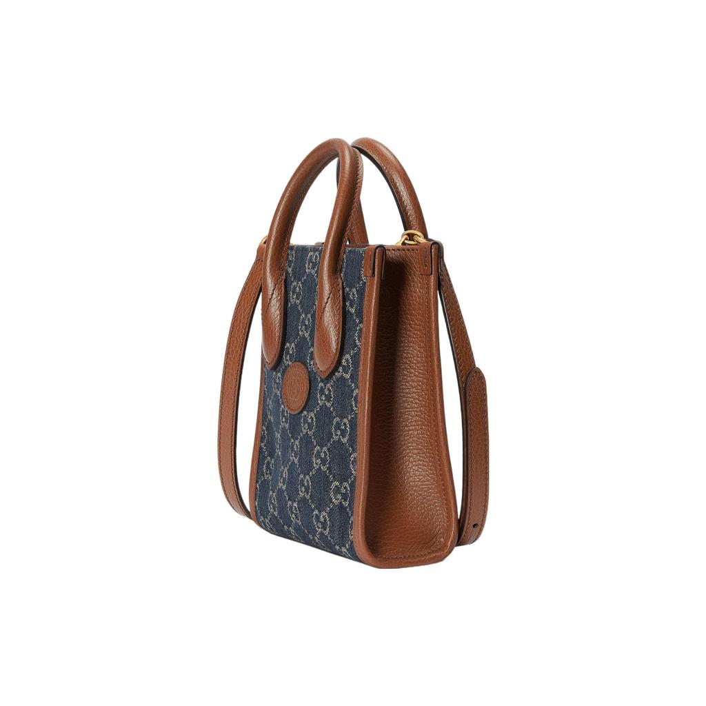 Gucci Мини-сумка-тоут с переплетающимися G Синий/Слоновая кость Унисекс Tote_bags 671623-2KQGT-8375