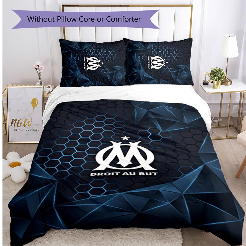 Olympique Lyonnais FC Printed 3PCS Bedding Set Breathable Duvet Cover with Pillowcases Decorative Bed Linen for Bedroom Home