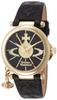 [Vivienne Westwood] Часы ORBII с черным циферблатом, черная кожа, кварцевый механизм VV006BKGD Товар черный [Товар]