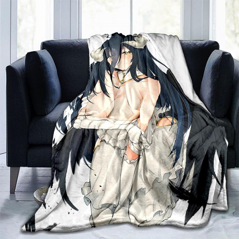 Сексуальное аниме-одеяло для девочек Albedo Pin Up для девочек, красивое фланелевое теплое одеяло для взрослых, покрывало с 3D принтом, мужской диван-пещера, декор для кемпинга