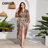 Women's Nightgown Large Size Long Sleeve Home Wear Women's Leopard Print Nightdress