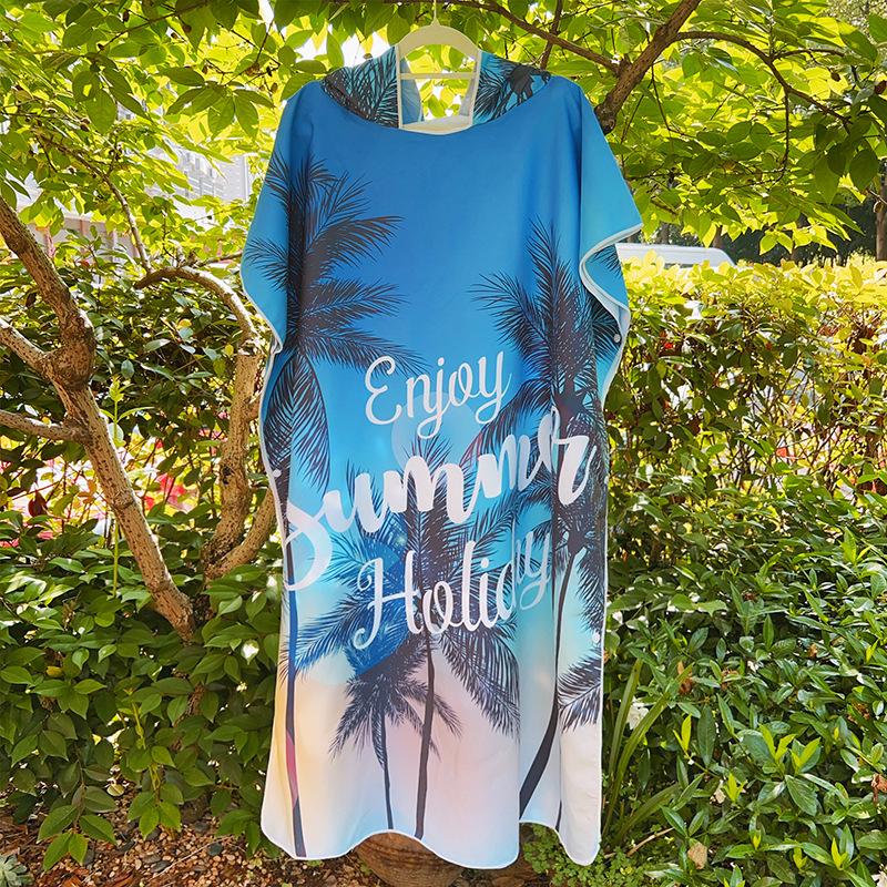 Быстросохнущее пончо с капюшоном на молнии 2025 - Портативный халат и пляжное полотенце