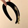 Retro Ethnic Style Hair Hoop Velvet Pendant Hair Clip Head Wear Tassel Bell Hair Band  Headwear